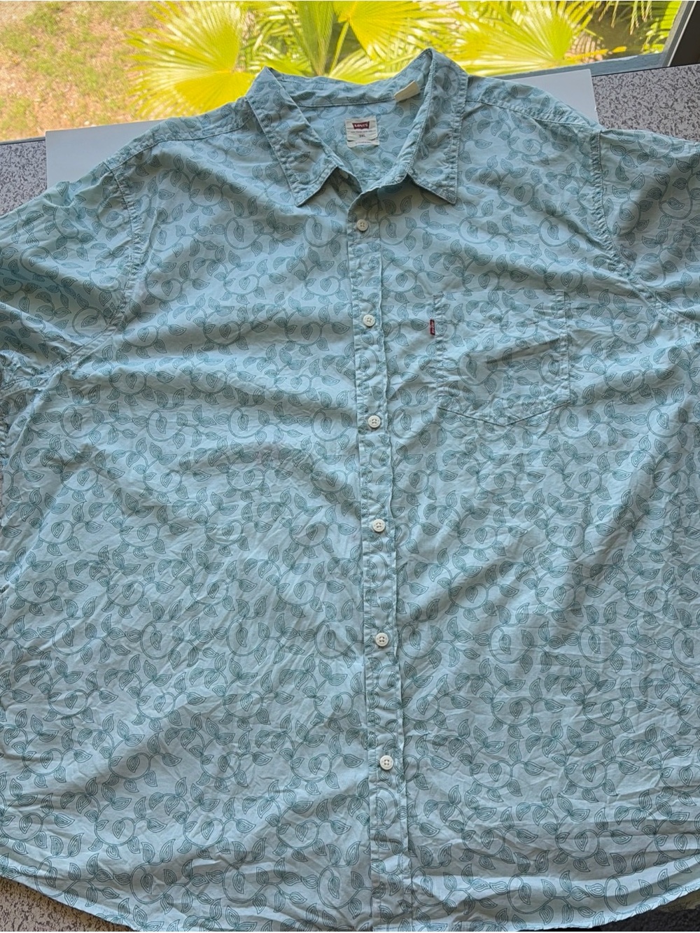 Levi's Light Blue Paisley Short-Sleeve Button-Up Shirt 3XL